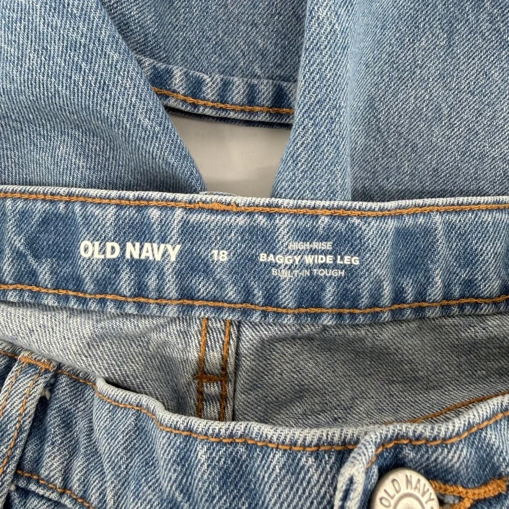 Old Navy Baggy Wide Leg Girls Size 18 Blue‎ High Rise Cargo Jeans